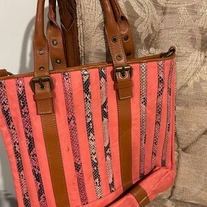 Stylish Pink and Brown Tote Bag